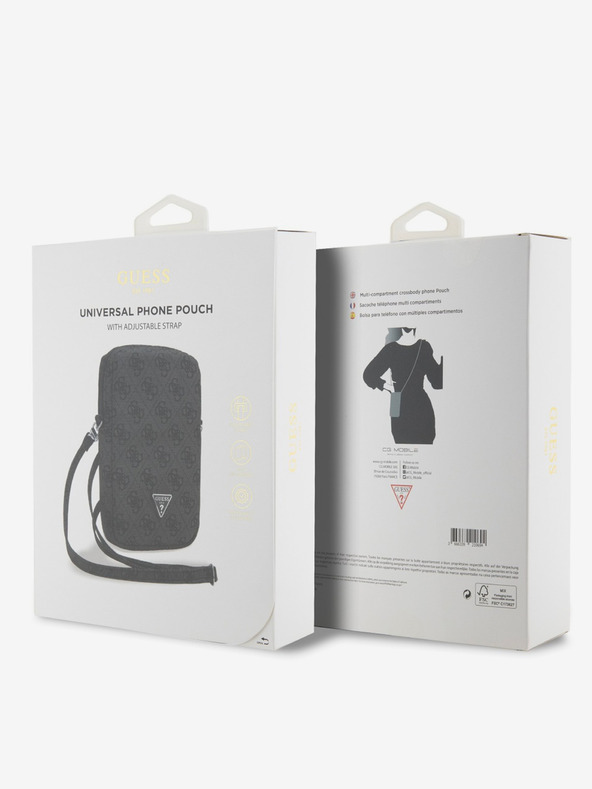 Guess Guess PU 4G Triangle Logo Калъф за телефон с цип Черен