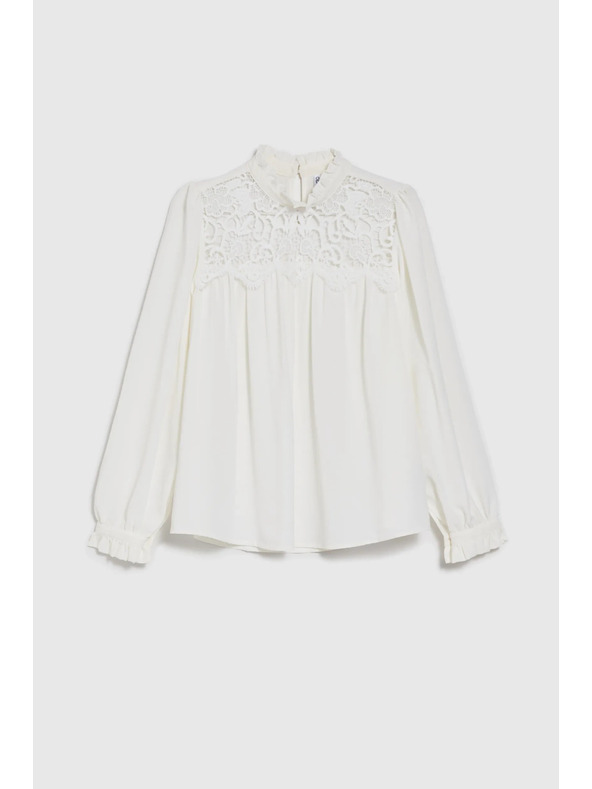 Moodo Бяла дамска блуза с дантела