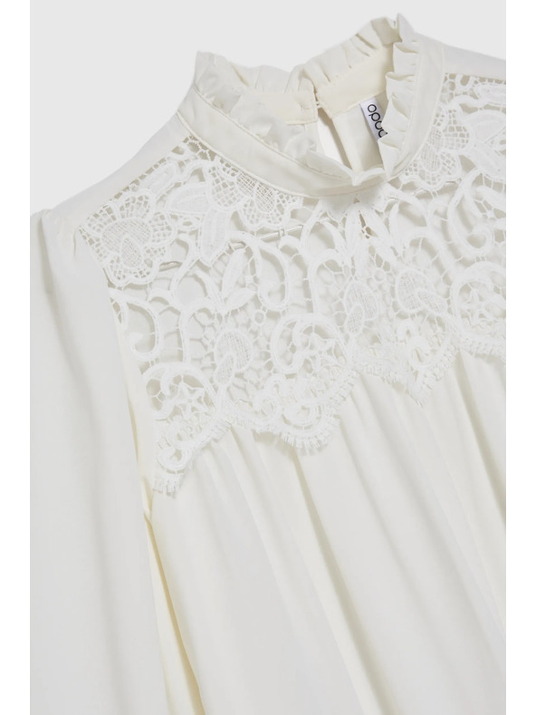 Moodo Бяла дамска блуза с дантела