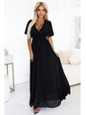 numoco Дълга рокля с плисирано деколте и връзване - черна