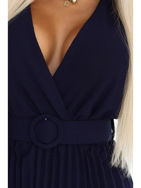 numoco Плисирана миди рокля с преплитащо се деколте и широк колан