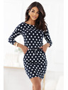 numoco Спортна рокля с връзване и джобове - тъмносиня с бели точки