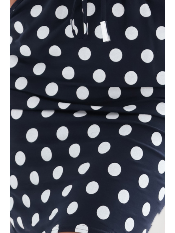 numoco Спортна рокля с връзване и джобове - тъмносиня с бели точки