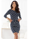 numoco Спортна рокля с връзване и джобове - тъмносиня с бели точки