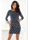 numoco Спортна рокля с връзване и джобове - тъмносиня с бели точки