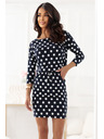 numoco Спортна рокля с връзване и джобове - тъмносиня с бели точки