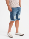 Ombre Clothing Мъжки дънкови шорти с дупки и разкъсвания - сини
