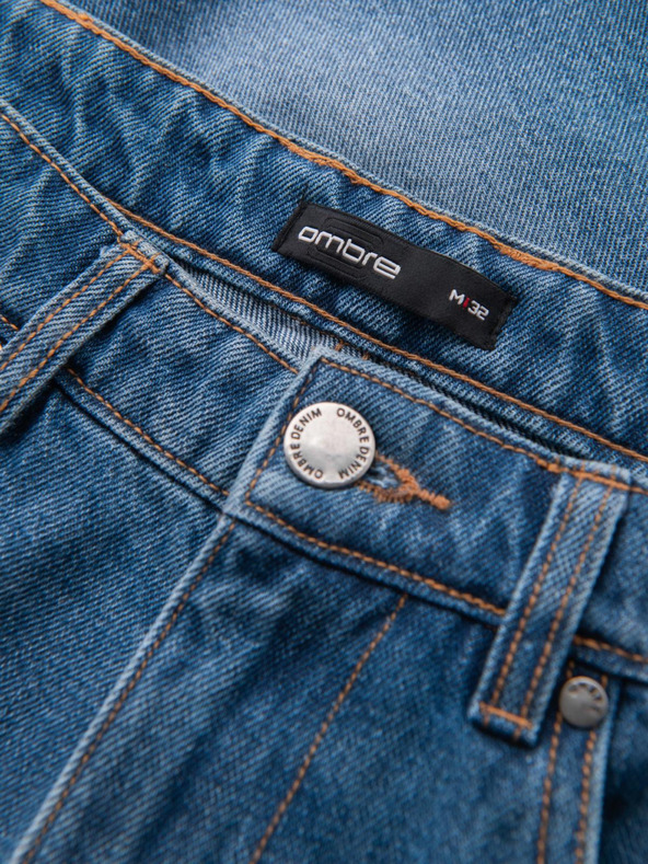 Ombre Clothing Мъжки дънкови шорти с дупки и разкъсвания - сини