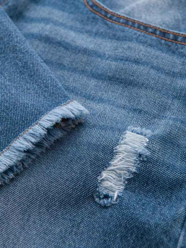 Ombre Clothing Мъжки дънкови шорти с дупки и разкъсвания - сини