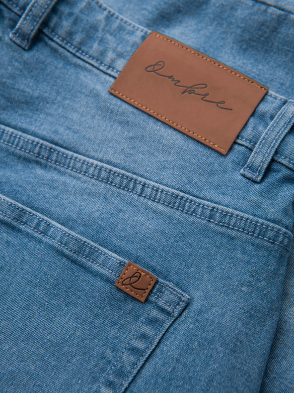 Ombre Clothing Мъжки дънкови шорти с подгъната кройка - сини