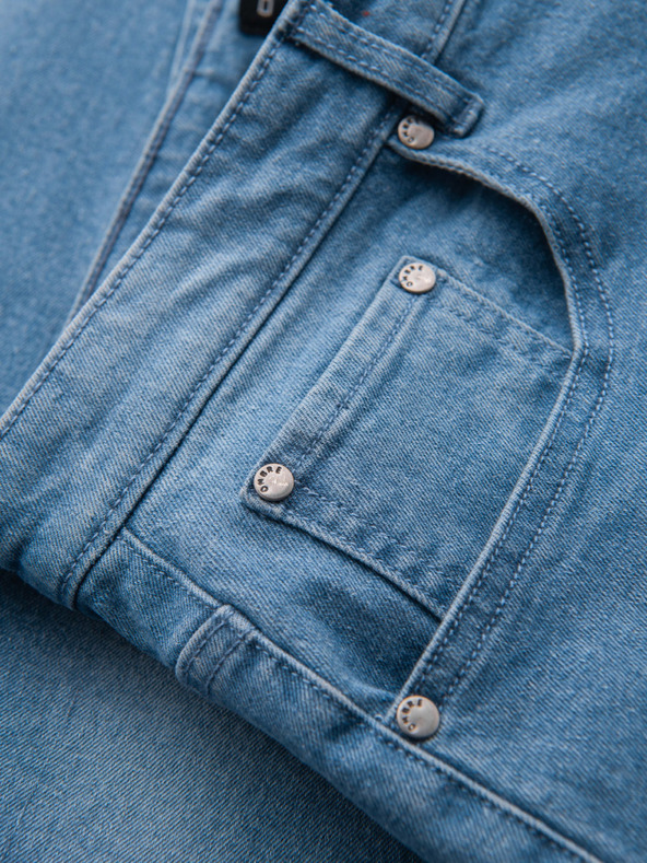 Ombre Clothing Мъжки дънкови шорти с подгъната кройка - сини