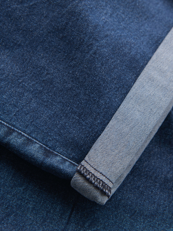 Ombre Clothing Мъжки дънкови шорти с подгъната кройка - тъмно сини