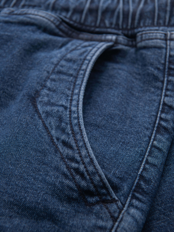 Ombre Clothing Мъжки дънкови шорти с подгъната кройка - тъмно сини