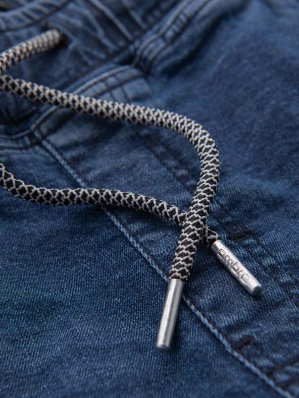 Ombre Clothing Мъжки дънкови шорти с подгъната кройка - тъмно сини