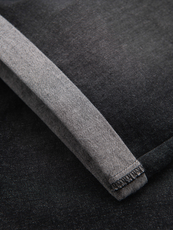 Ombre Clothing Мъжки дънкови шорти с подгъната кройка - черни