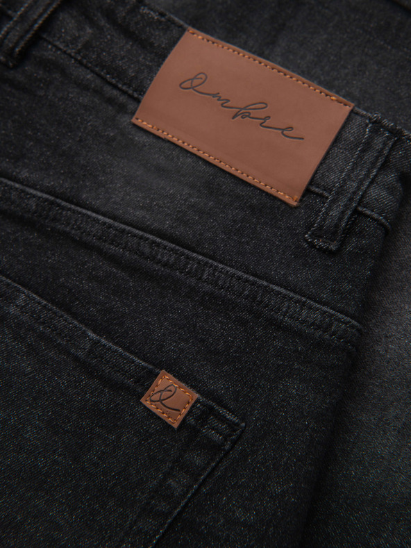 Ombre Clothing Мъжки дънкови шорти с подгъната кройка - черни