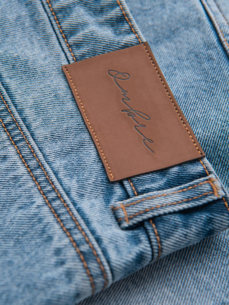 Ombre Clothing Мъжки къси дънкови шорти с дупки и разкъсвания - светло сини