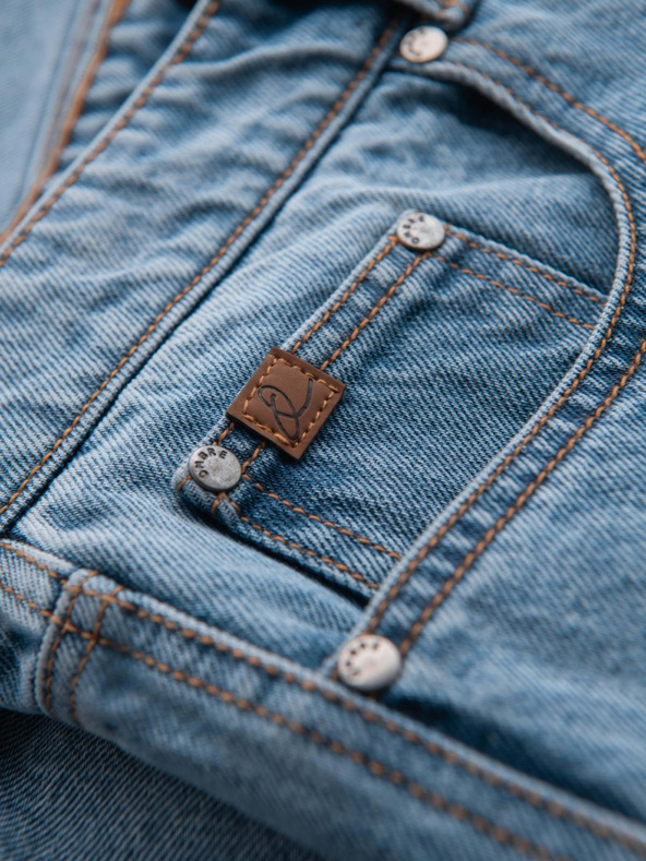 Ombre Clothing Мъжки къси дънкови шорти с дупки и разкъсвания - светло сини