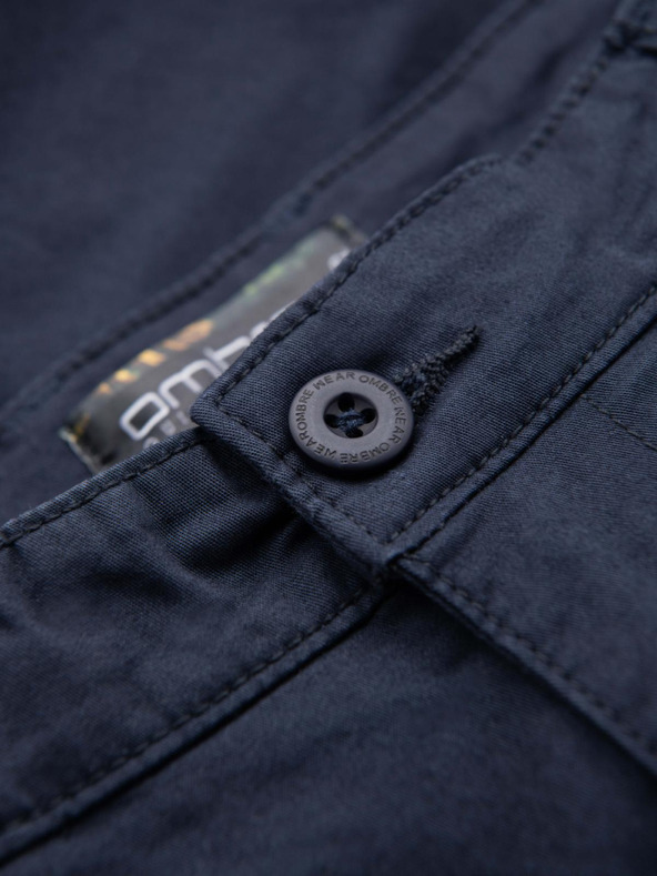 Ombre Clothing Мъжки класически chino шорти с подгъната кройка - тъмно сини