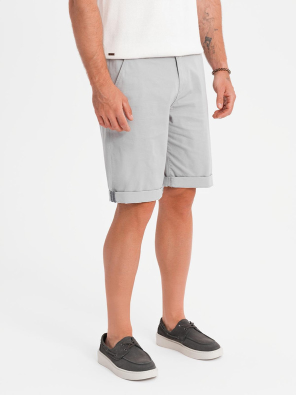 Ombre Clothing Мъжки класически чино къси панталони с подгъната сгъвка - сиви