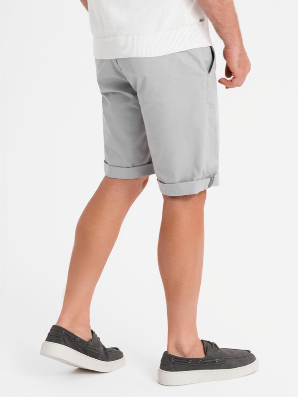 Ombre Clothing Мъжки класически чино къси панталони с подгъната сгъвка - сиви