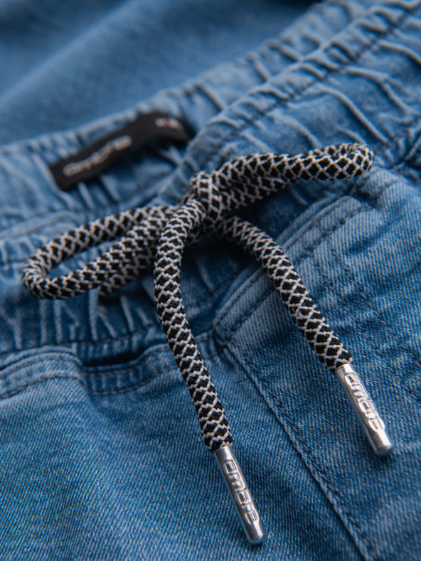 Ombre Clothing Мъжки дънкови къси панталони с подгъната сгъвка - светлосини