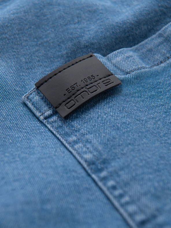 Ombre Clothing Мъжки дънкови къси панталони с подгъната сгъвка - светлосини