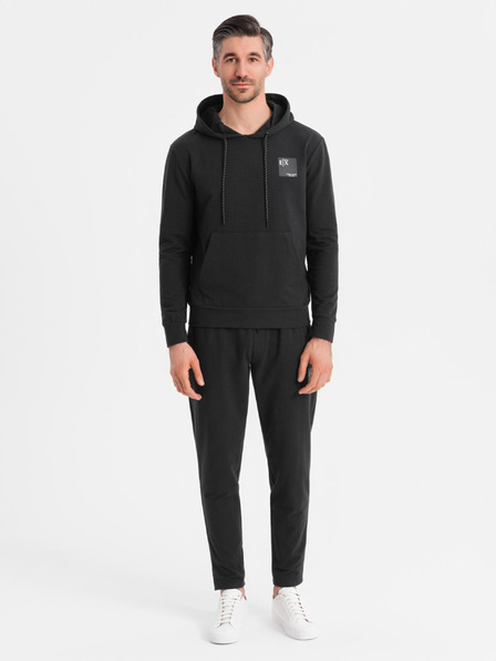 Ombre Clothing Мъжки суитшърт с качулка + долнище - черен
