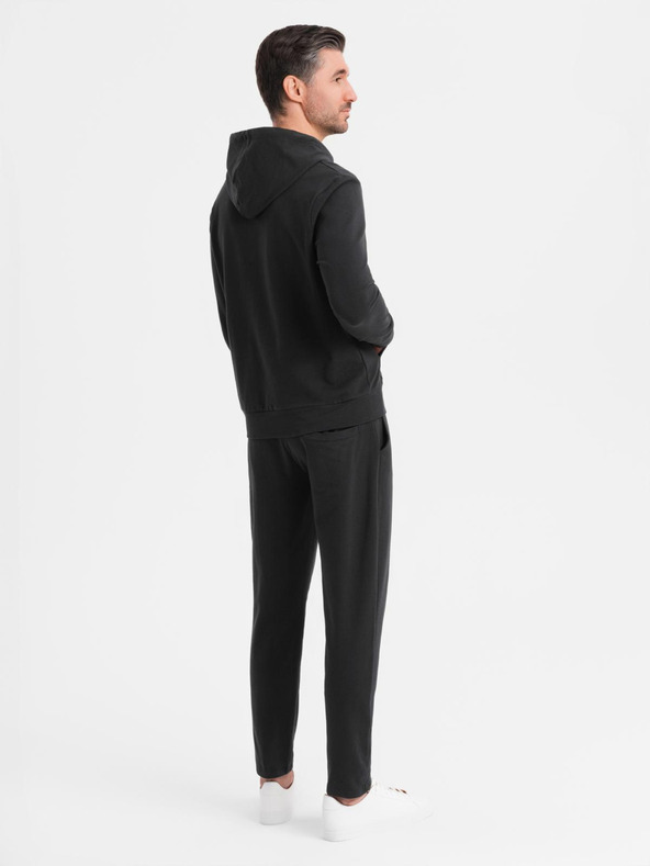 Ombre Clothing Мъжки суитшърт с качулка + долнище - черен