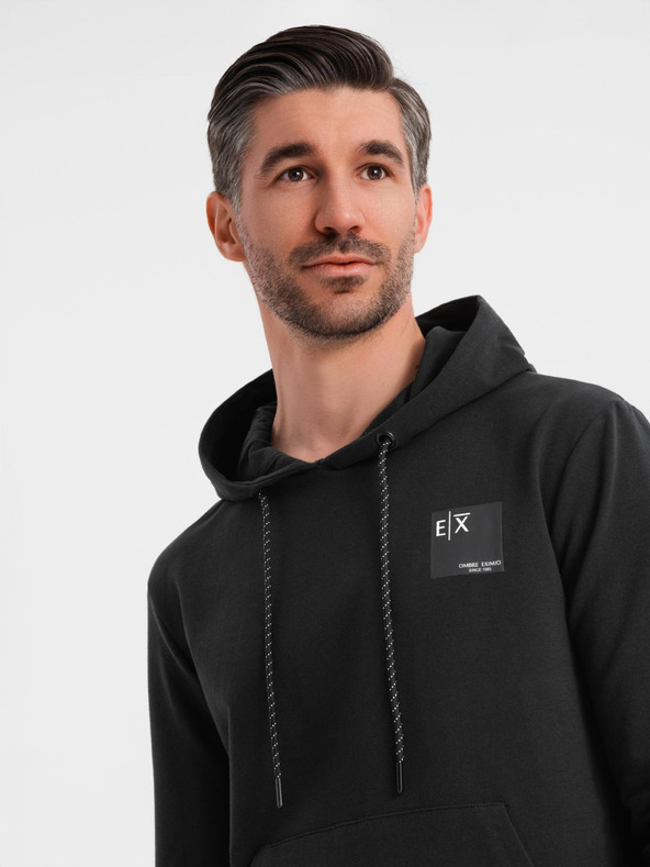 Ombre Clothing Мъжки суитшърт с качулка + долнище - черен