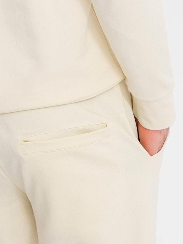 Ombre Clothing Мъжки суитшърт с качулка + долнище - кремав