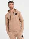 Ombre Clothing Мъжки суитшърт с качулка + долнище - кафяв