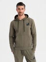 Ombre Clothing Мъжки суитшърт с качулка + долнище - маслинен