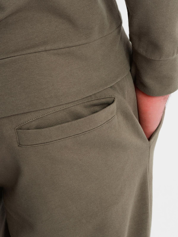 Ombre Clothing Мъжки суитшърт с качулка + долнище - маслинен