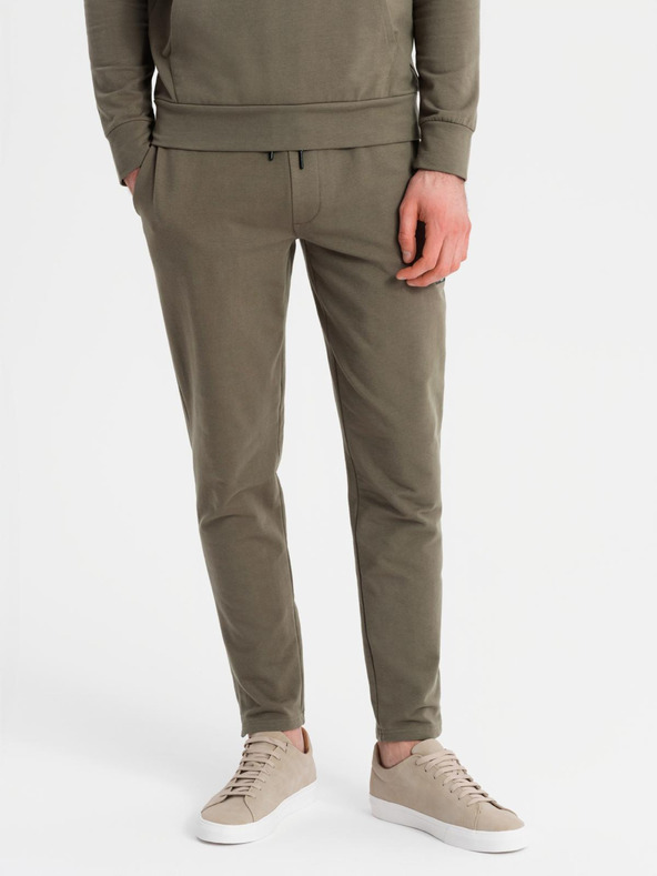 Ombre Clothing Мъжки суитшърт с качулка + долнище - маслинен