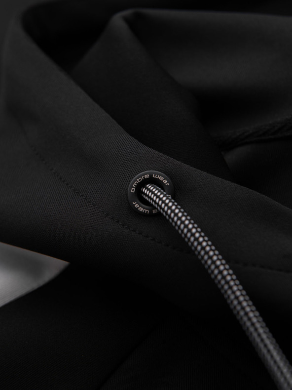 Ombre Clothing Мъжки суитшърт с цип, качулка и кант - черен