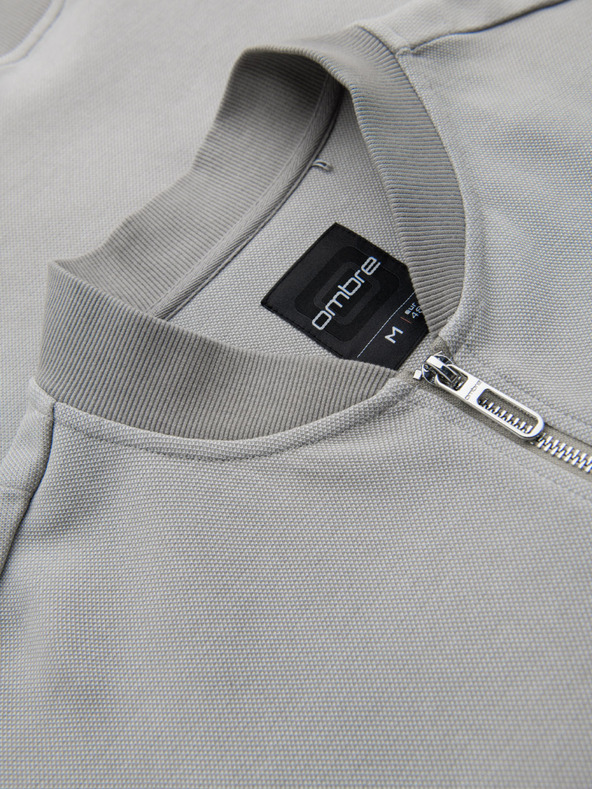 Ombre Clothing Мъжко плетено яке бомбър - сиво