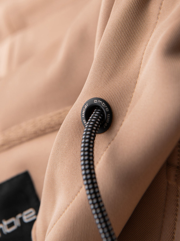 Ombre Clothing Мъжки суитшърт с цип и качулка с кант - бежов