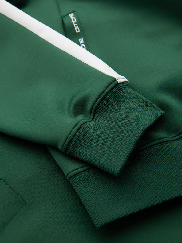 Ombre Clothing Мъжки суитшърт с цип и качулка с кант - тъмно зелен