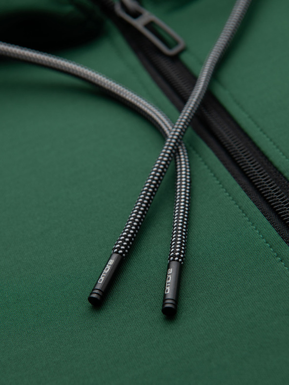 Ombre Clothing Мъжки суитшърт с цип и качулка с кант - тъмно зелен