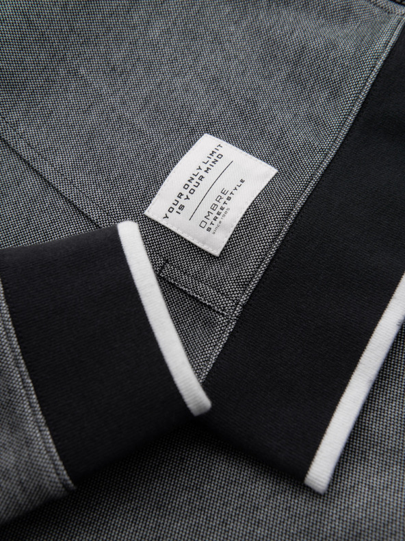 Ombre Clothing Мъжки суитшърт с мека структура и качулка - черен