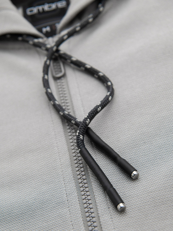 Ombre Clothing Мъжки суитшърт с мека структура и качулка - сив