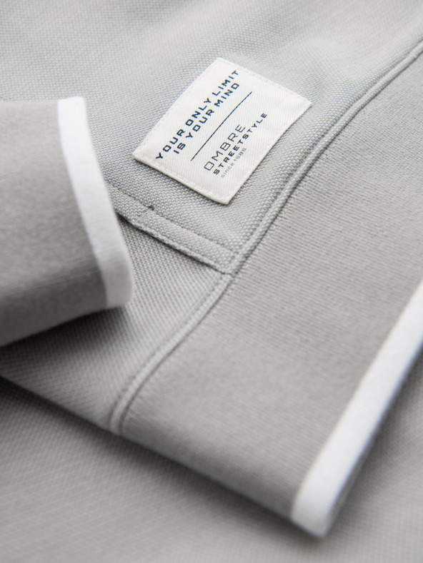 Ombre Clothing Мъжки суитшърт с мека структура и качулка - сив