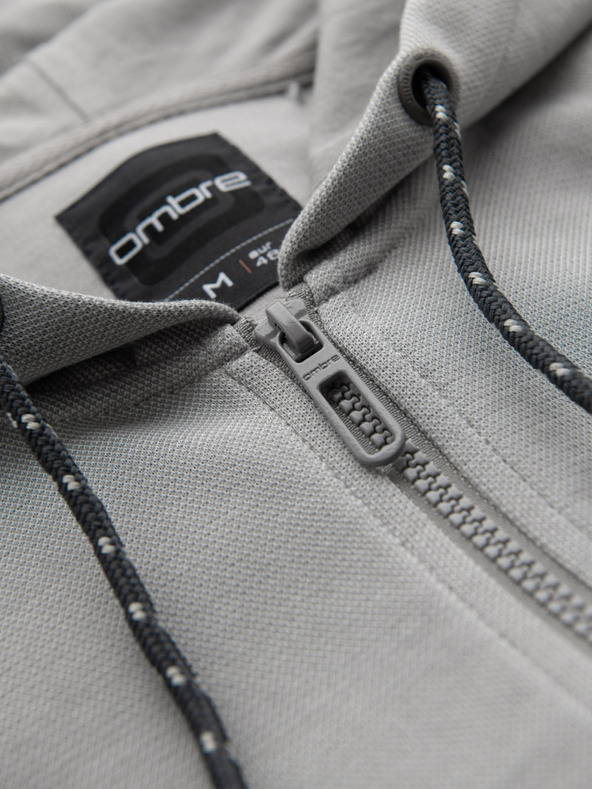 Ombre Clothing Мъжки суитшърт с мека структура и качулка - сив