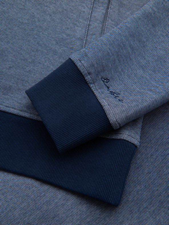 Ombre Clothing Мъжко плетено яке бомбър - тъмносиньо