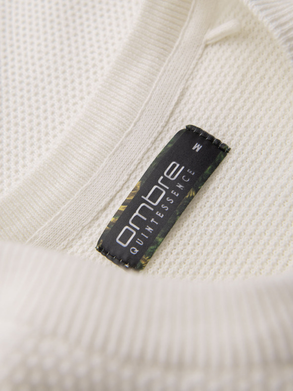 Ombre Clothing Мъжка плетена тениска с фина текстура - бяла