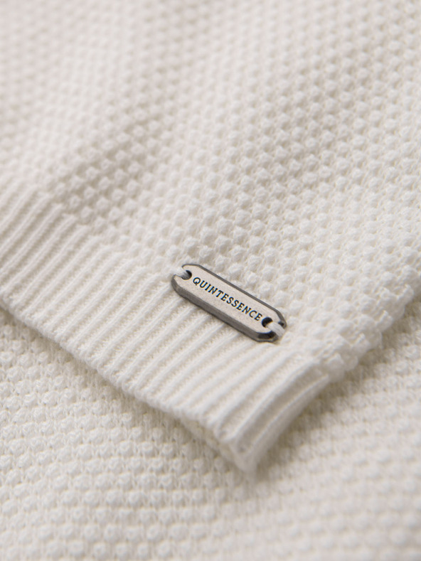 Ombre Clothing Мъжка плетена тениска с фина текстура - бяла