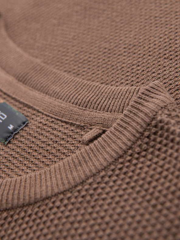 Ombre Clothing Мъжка плетена риза с фина текстура - светлокафява