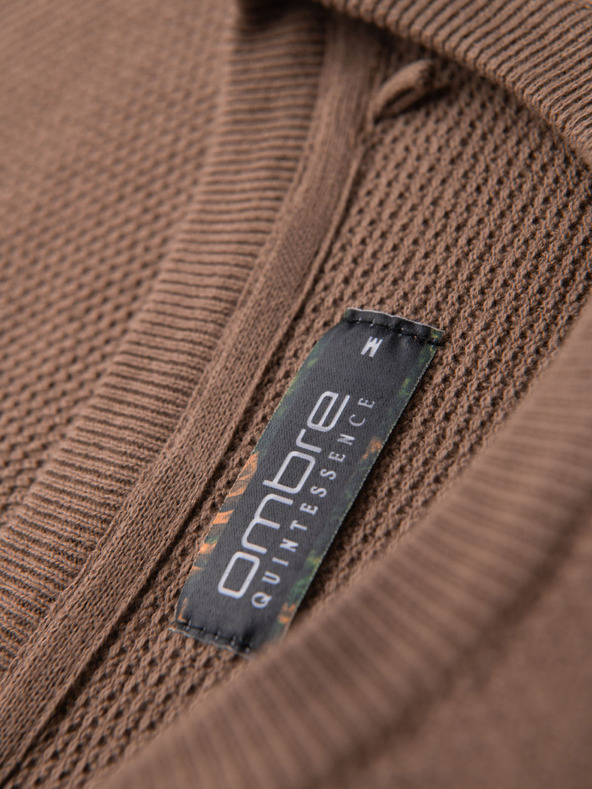 Ombre Clothing Мъжка плетена риза с фина текстура - светлокафява