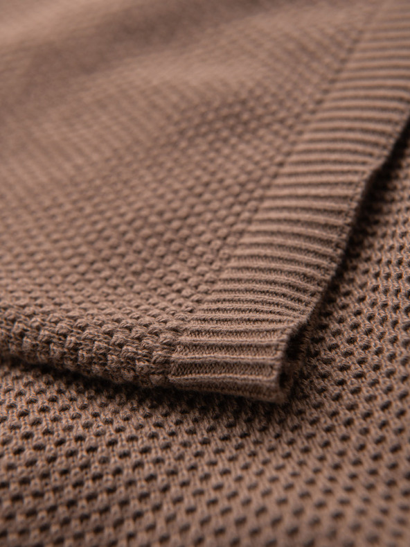 Ombre Clothing Мъжка плетена риза с фина текстура - светлокафява